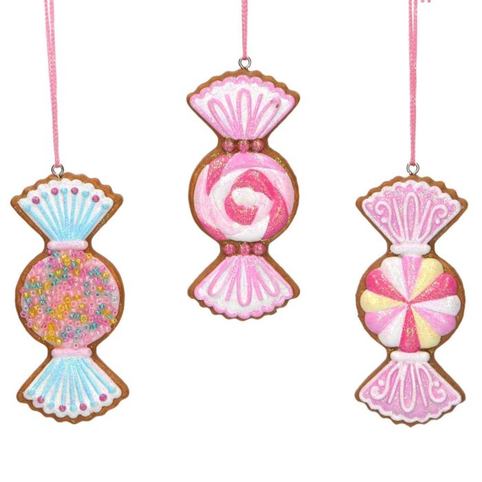 Gisela Graham Pastel Gingerbread Sweets set